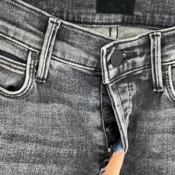Mother Black Button Fly The Stunner Ankle Fray Jeans Friday The 13th Size 25 - Picture 6 of 13